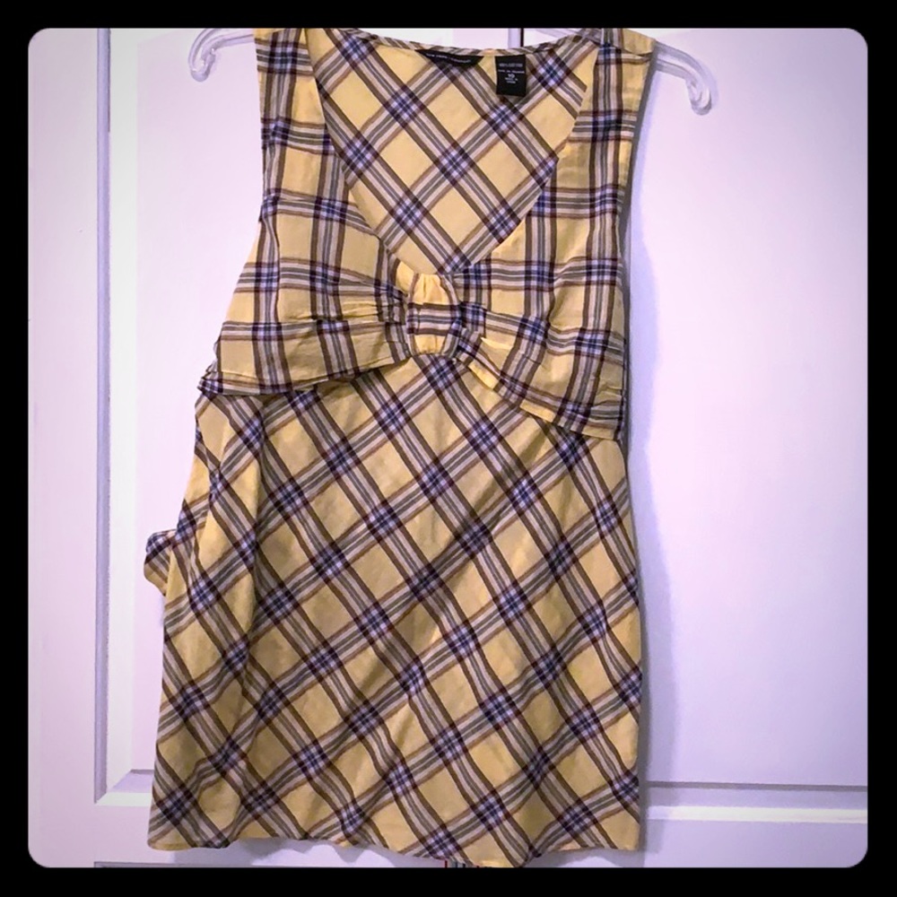 Yellow Flannel Bow Tank Top